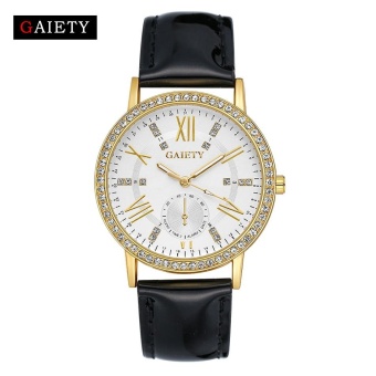 GAIETY G081 Women Fashion Quartz Round Wrist Watch Analog Leather Watches Black - intl  
