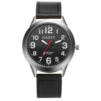 GAIETY Men's Watch Retro Design Luxury Stainless Steel Leather Analog Quartz Watches G001-Black - intl  