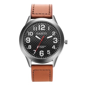 GAIETY Men's Watch Retro Design Luxury Stainless Steel Leather Analog Quartz Watches G001-Light Brown - intl  