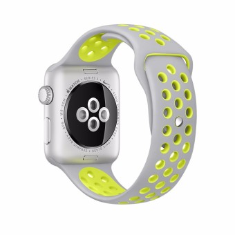 GAKTAI pengganti olahraga jam gelang tali silikon untuk Apple Watch seri 38 mm (abu-abu kuning) - International  