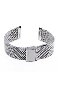 Generic 20mm Unisex Thick Mesh Steel Watch Band Strap Bracelet Fold Over Buckle Silver  