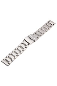 Generic Durable Stainless Steel Watch Band Strap Buckle Fashion 24mm Silver Tone  