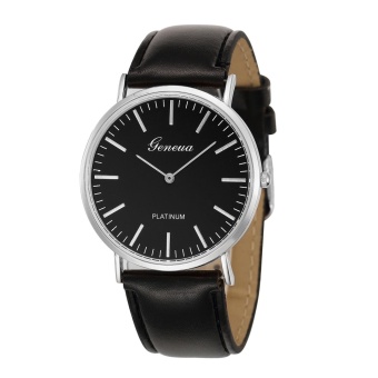 Geneva Black and White Two-pin Cable Belt Watch Casual Watch-Silver Black Belt - intl  