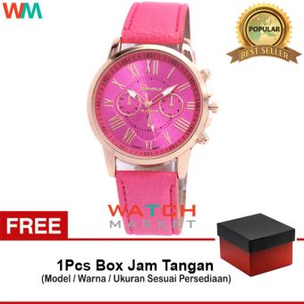 Geneva - Jam Tangan Wanita Strap Kulit Sintetis Woman Leather 001 - Pink Tua  