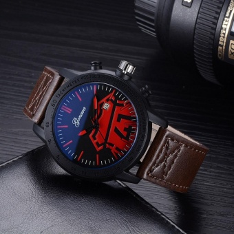 GONEWA Fashion Men Date Stainless Steel Leather Analog Quartz Sport Wrist Watch - intl  