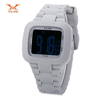 [GRAY] VILAM 10052 LED Digital Watch Alarm Date Day Chronograph 50m Water Resistance Sports Wristwatch - intl  