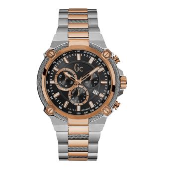 GUESS COLLECTION Gc CABLEFORCE Y24002G2 - Chronograph - Jam Tangan Pria - Stainless - Silver - Rose Gold - Black  
