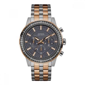 GUESS W0801G2 - Jam Tangan Pria - Chronograph - Stainless - Silver - Rose Gold - Grey  