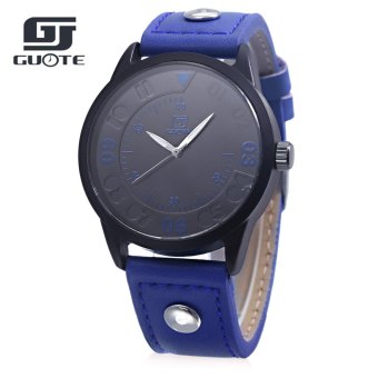 GUOTE Men Quartz Watch Innovative Scale Luminous Leather Strap Wristwatch (BLUE)  