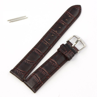 HDL 20mm Soft Genuine Leather Strap Steel Buckle Wrist Watch Band Brown - Intl  