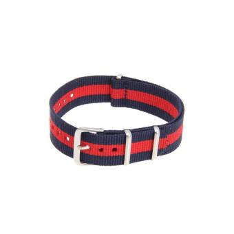 HDL Generic 18mm Unisex Durable Canvas Watch Band Strap Buckle Blue +Red Stripes Fashion - Intl  