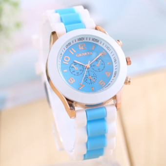 HDL Unisex Fashion Silicone Quartz Men Women Jelly WristCasual Sports Watch Blue  