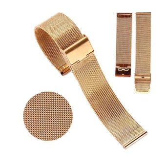 High Quality Store New Women Men Stainless Steel Mesh Bracelet Double Clasp Watch Band Strap(Golden) - intl  