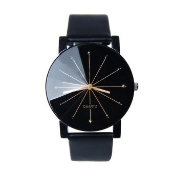 HKS 1Pair Men and Women Quartz Dial Clock Leather Wrist Watch Black (Intl)  