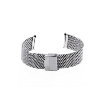 HKS 22mm Unisex Mesh Steel Watch Band Strap Bracelet Safety Buckle Silver  