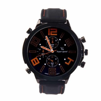 HKS Cool Oversize Men Quartz Silicone Watch Racing Sport Army Watch Orange Mark  