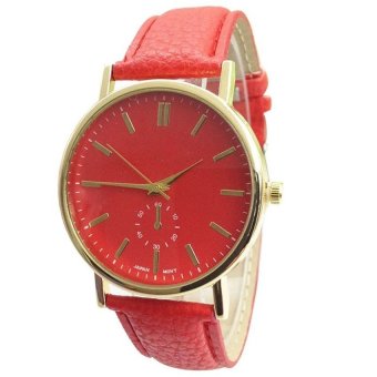 HKS Leather Woman Analog Quartz Wrist Watches Red  