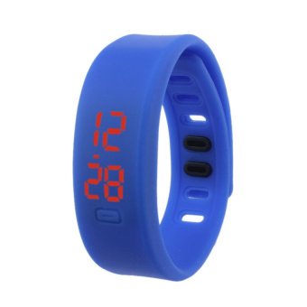 HKS Mens Womens Rubber LED Watch Date Sports Bracelet Digital Wrist Watch Blue  