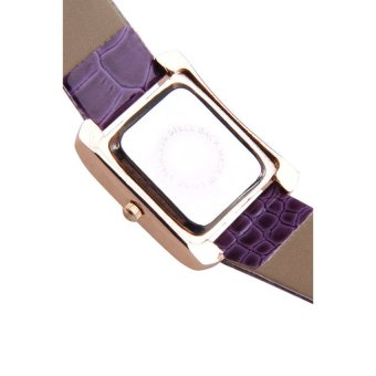 HKS New PU Leather Band Ladies Watch Alloy Square Diamante Face Purple  