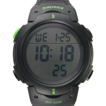 HKS SKMEI Waterproof LED Light Digital Date Alarm LCD Wrist Watch Men Women Sports (Black) (Intl)  