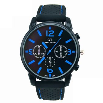 HKS Stainless Steel Sport Cool Quartz Hours Wrist Analog Watch Blue  