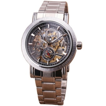 HOT SELLING Complex Small Dial Men's Luxury Golden Case Skeleton Automatic Mechanical Wrist Watch Metal Strap Roman + FREE BOX 068 - intl  