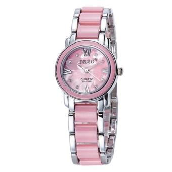 Hot selling Fashion ceramic bracelet watch -Silver shell pink - intl  