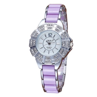 Hot selling fashion diamond ceramic bracelet watch -Silver shell purple - intl  