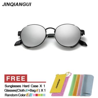 JINQIANGUI Sunglasses Men Round Retro Titanium Frame Sun Glasses Silver Color Eyewear Brand Designer UV400 - intl