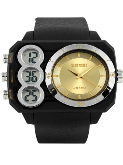 Skmei 1090 Original Skmei Men Watches Sports Watch PU Strap Waterproof Led Electronic Watch Gold