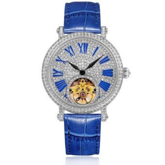 woppk Wei Na davena with genuine Damen automatic mechanical watchwaterproof diamond watch belt large hollow watch dial (Blue) - intl