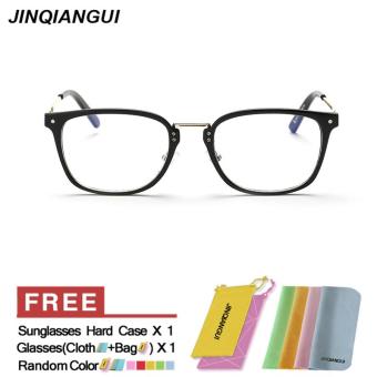 JINQIANGUI Fashion Glasses Frame Square Glasses Black Frame Glasses Plastic Frames Plain for Myopia Women Eyeglasses Optical Frame Glasses - intl