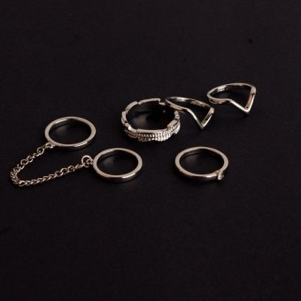 Amango Unique Stacking Punk Rings Shiny Middle Finger Ring Set Charm Fashion Jewelry 6Pcs Silver