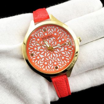 CE Europe and the United States selling hollow pattern watch female models carved geometric figures fine straps explosion models ladies watches fashion single product watch selling single product round dial Orange strap Orange dial - intl