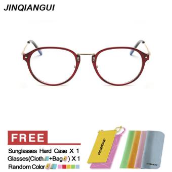 JINQIANGUI Fashion Glasses Frame Oval Glasses WineRed Frame Glasses Plastic Frames Plain for Myopia Women Eyeglasses Optical Frame Glasses - intl
