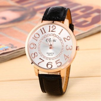CE female models fashion quartz watch color variety show vitality and content female models watch selling single product round dial black strap white dial - intl