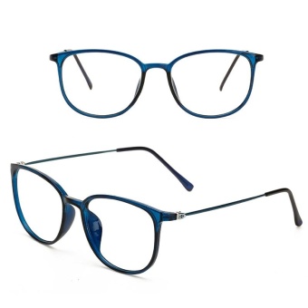 JINQIANGUI Fashion Glsses Frame Square Glasses Blue Frame Glasses Plastic Frames Plain for Myopia Men Eyeglasses Optical Frame Glasses - intl