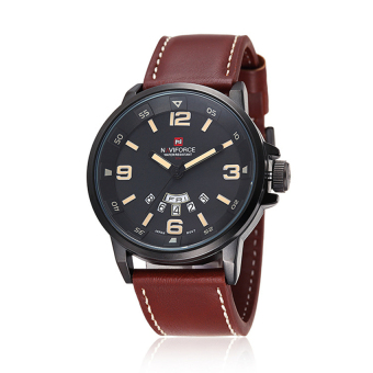 Thinch Men's Brown Leather Casual Quartz Wrist Watch