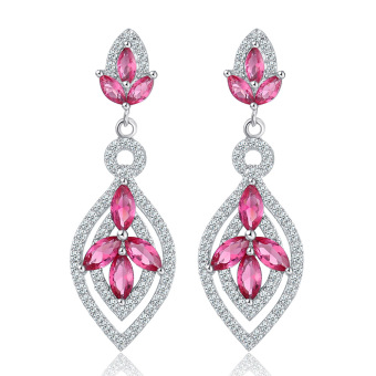 3ct Ruby Jewelry Women Drop Earrings 925 Sterling Silver Gemstone Jewelry Gift