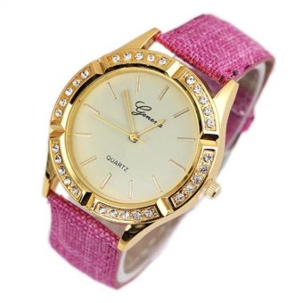 Coconie Geneva Women Diamond Analog Leather Quartz Wrist Watch Watches Hot Pink Free Shipping