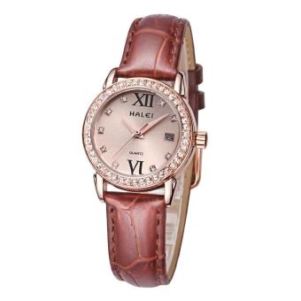 SOBUY Genuine Leather Strap Watch Brand lovers watch wholesale calendar one generation waterproof (1 X women Watch) (Rose Gold)