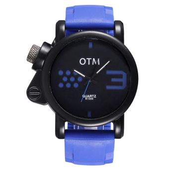 ooplm OTM brand new 2015 sports watch unique left crown design students watch luminous hands (Blue)