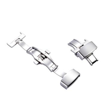 New Stainless Steel Butterfly Deployment Clasp Buckle for Leather Watch Band Straps 16MM - intl