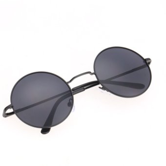 Happycat New Unisex Fashion Retro Sunglasses Eyewear Vintage Style Casual Tortoise Frame Lens Round Glasses (Black)