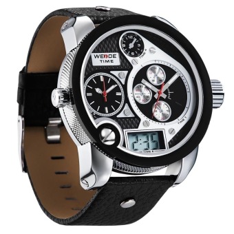 WEIDE WH2 305-4 olahraga menyelam PU kulit pria Band sejalan + tampilan digital jam tangan - Hitam