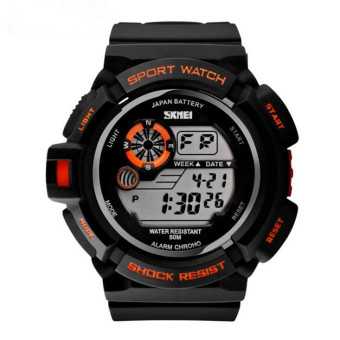 relogio digital Sport Watches Men Digital Watches 50M Waterproof Multifunction Climbing Dive LCD men's Wristwatch digital-watch(Orange)