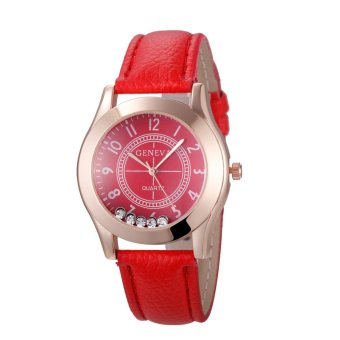 Fashion Women Geneva Roman Watch Lady Leather Band Analog Quartz Wrist Watch - intl