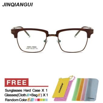 JINQIANGUI Glasses Frame Women Square Plastic Eyewear Coffee Color Frame Brand Designer Spectacle Frames for Nearsighted Glasses - intl