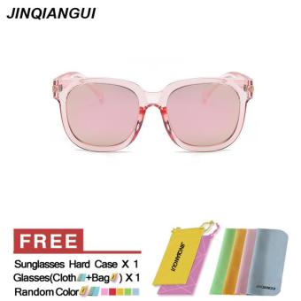 JINQIANGUI Sunglasses Men Polarized Square Plastic Frame Sun Glasses ClearPink Color Eyewear Brand Designer UV400 - intl