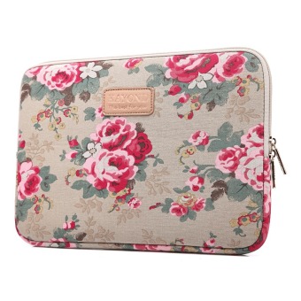 kayond lady's Favorite Peony Canvas Fabric Water-resistant 11-15 Inch laptop Sleeve Case Bag For Notebook Computer / MacBook / Macbook Air/MacBook Pro (8 inches, Apricot Peony) - Intl